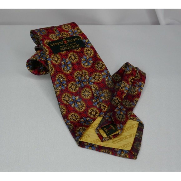 Robert Talbott Tie Nordstrom Mens Best of Class Silk Red Medallion 59 inch - Picture 2 of 4